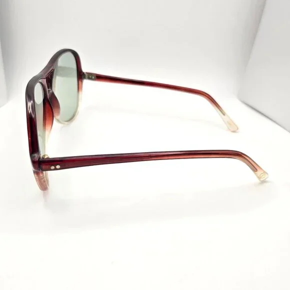 VTG Aviator Sunglasses Gradient Red Frame Oversized Brown Lens Luxury Style - Picture 6 of 15